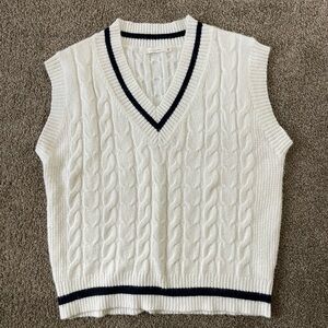 Ellison - White Polo Cricket Cable Knit Sweater Vest